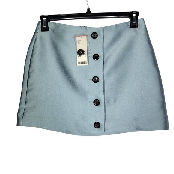 NWT Urban Outfitters Textured Blue Button Down Mini Skirt Size Medium - Picture 1 of 10